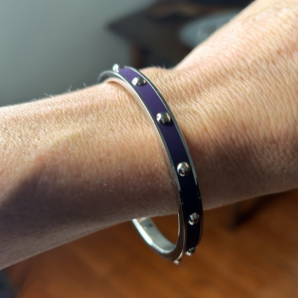 Coach Silver Tone and Purple Enamel Bangel - Picture 12 of 12